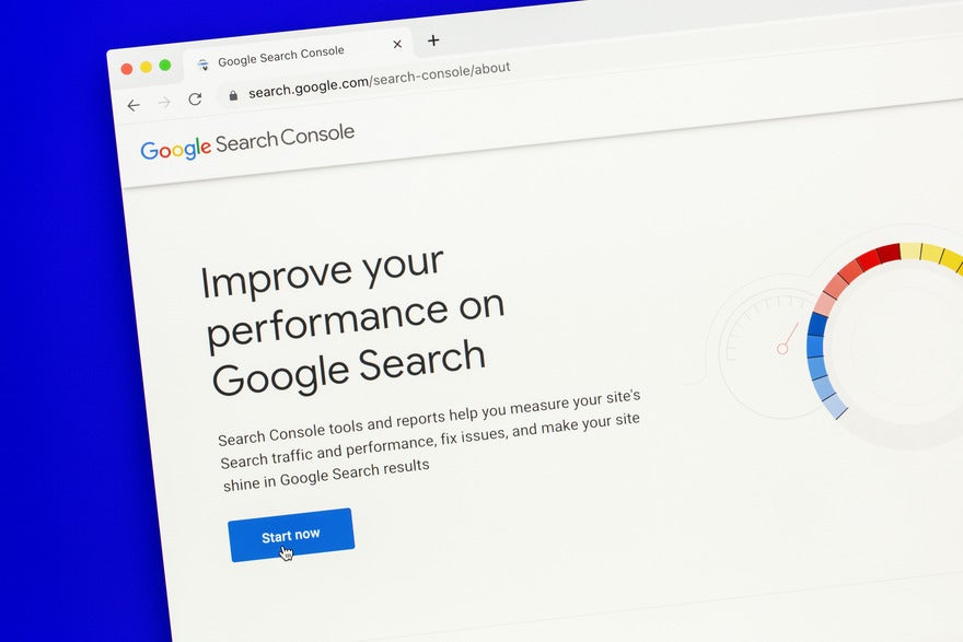 Screen showing the Google Search Console about page