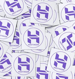 Pile of paper with Hostinger's logo on each square