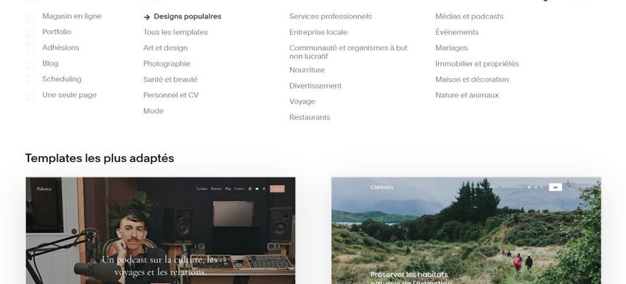 Templates de Squarespace