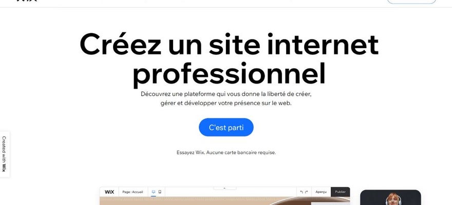 Wix page d'accueil