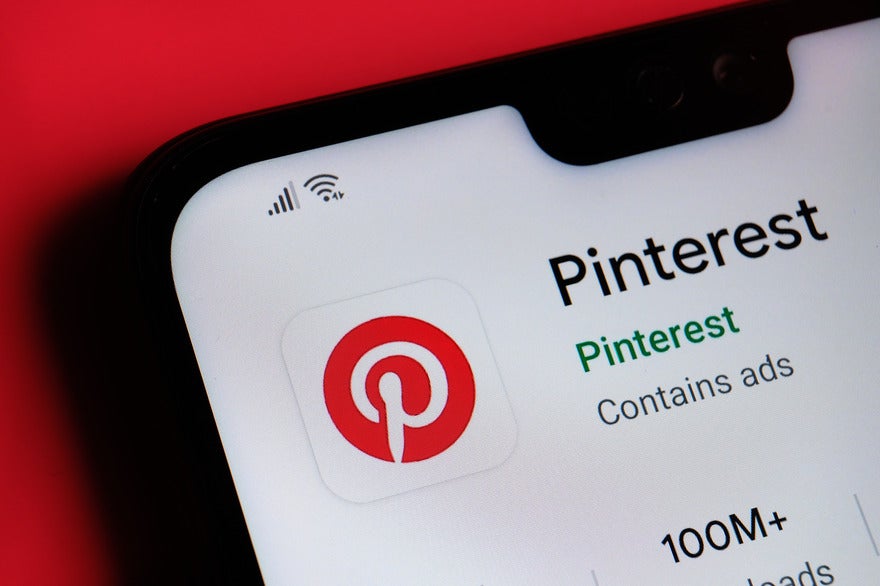 Mobile screen showing Pinterest in the app store