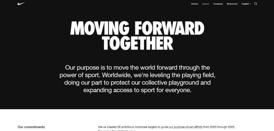 Nike website mission statement