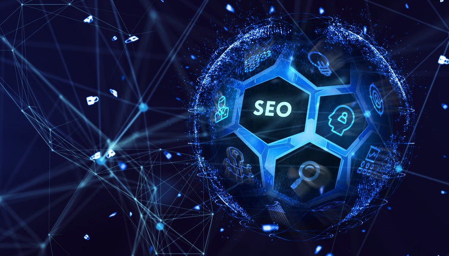 Graphic of a blue sphere with an SEO segment highlighted