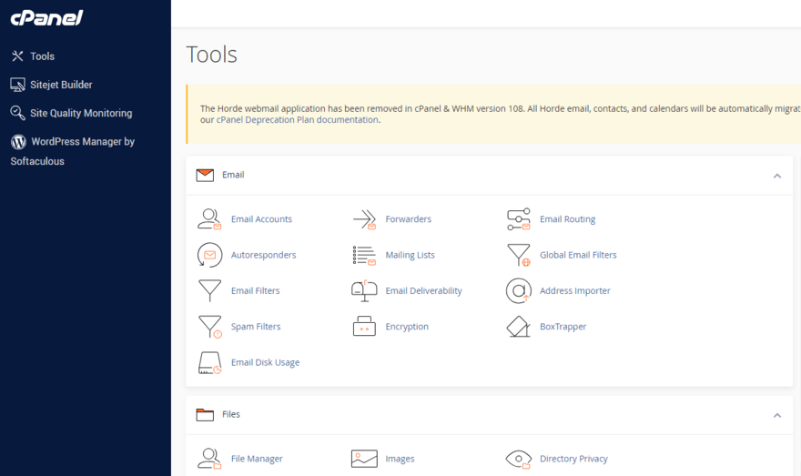 Bluehost cPanel dashboard