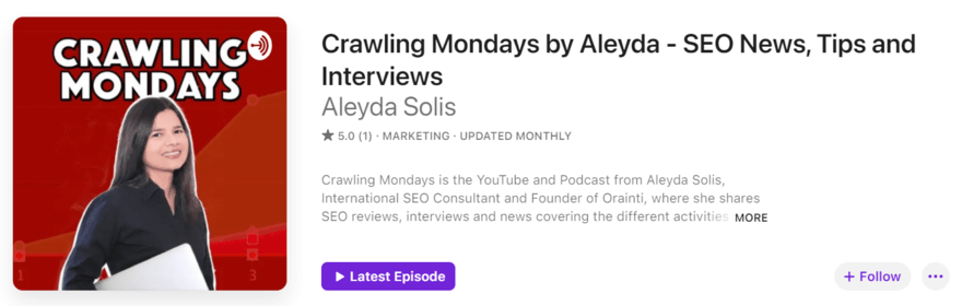 Crawling Mondays podcast profile on Apple Podcasts