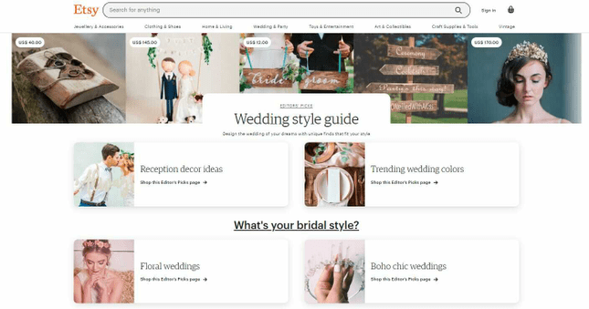 Screenshot of Etsy Editor’s Picks