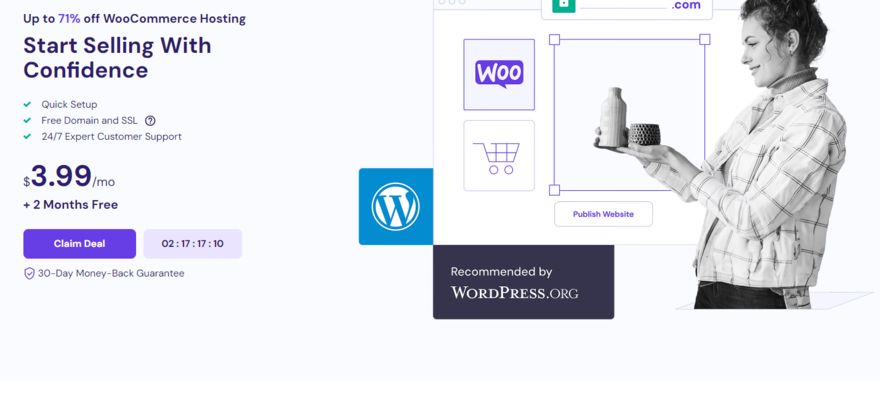 Hostinger managed WooCommerce hosting landing page