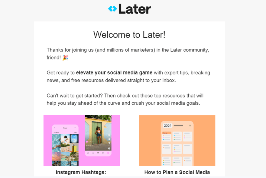 Social media newsletter by Later