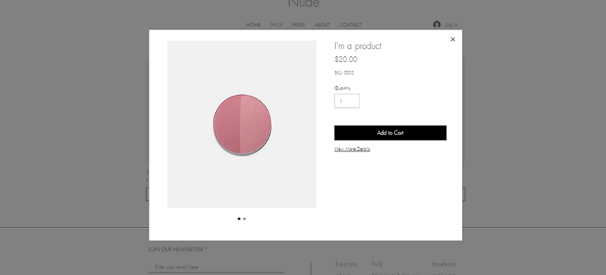 wix nude makeup store template