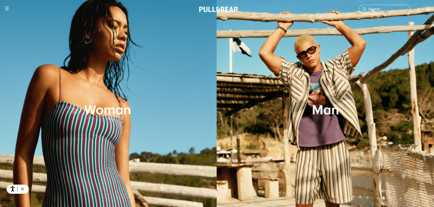 Screenshot from the Pull & Bear home page