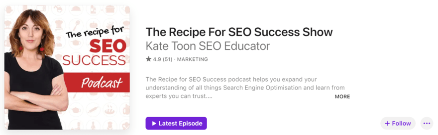 The Recipe For SEO Success podcast profile on Apple Podcasts