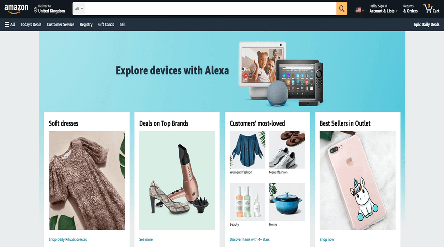 Amazon homepage