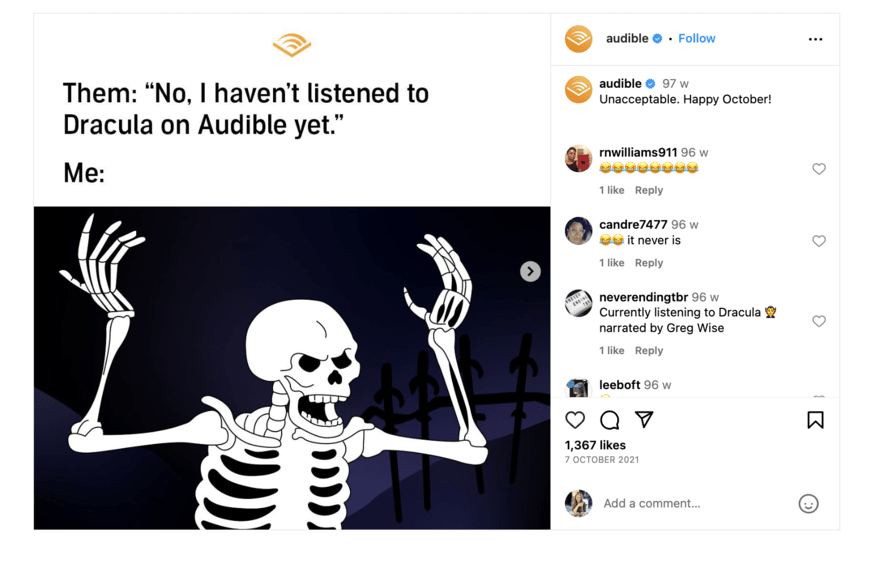 Audible meme marketing