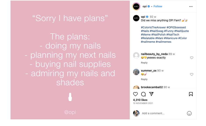 OPI meme marketing post