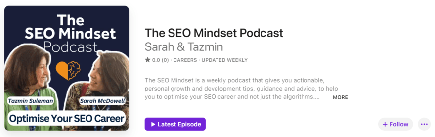 The SEO Mindset podcast profile on Apple Podcasts