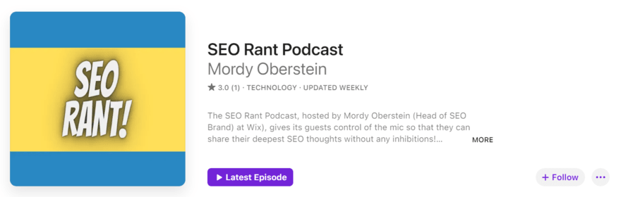 SEO Rant podcast profile on Apple Podcasts