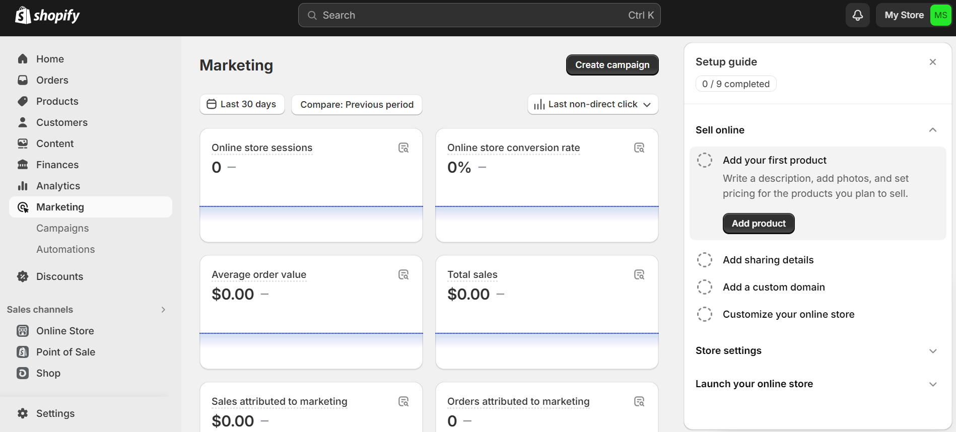 shopify's marketing dashboard