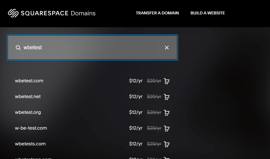 Squarespace domain name generator and pricing