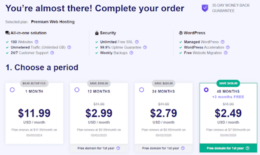 Breakdown of Hostinger plans and annual deals