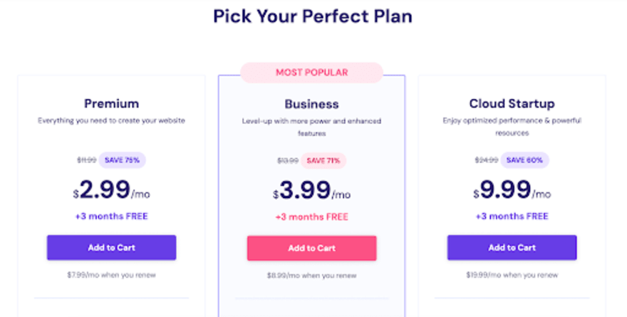 Hostinger plans and prices